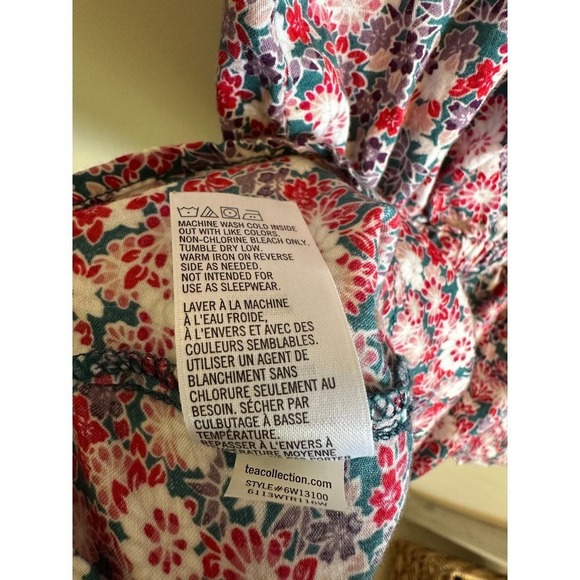 Tea Collection Floral Long Sleeve Button Down Tunic Girls Size 8 - Picture 5 of 12